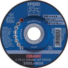 PFERD - Depressed-Center Wheels; Hole Size (Inch): 7/8 ; Connector Type: Arbor ; Wheel Type Number: Type 27 ; Abrasive Material: Ceramic Oxide ; Maximum RPM: 13300.000 ; Grit: 24 - Exact Tool & Supply