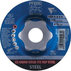 PFERD - Depressed-Center Wheels; Hole Size (Inch): 7/8 ; Connector Type: Arbor ; Wheel Type Number: Type 1 ; Abrasive Material: Steel ; Maximum RPM: 13300.000 ; Tool Compatibility: Angle Grinders - Exact Tool & Supply