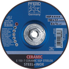 PFERD - Depressed-Center Wheels; Hole Thread Size: 5/8-11 ; Connector Type: Arbor ; Wheel Type Number: Type 27 ; Abrasive Material: Ceramic Oxide ; Maximum RPM: 10200.000 ; Grit: 24 - Exact Tool & Supply