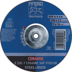 PFERD - Depressed-Center Wheels; Hole Thread Size: 5/8-11 ; Connector Type: Arbor ; Wheel Type Number: Type 27 ; Abrasive Material: Ceramic Oxide ; Maximum RPM: 6600.000 ; Grit: 24 - Exact Tool & Supply