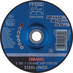 PFERD - Depressed-Center Wheels; Hole Size (Inch): 7/8 ; Connector Type: Arbor ; Wheel Type Number: Type 27 ; Abrasive Material: Ceramic Oxide ; Maximum RPM: 8500.000 ; Grit: 24 - Exact Tool & Supply
