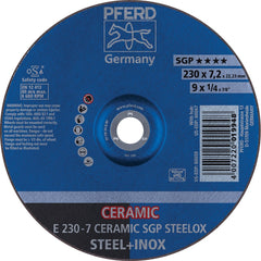 PFERD - Depressed-Center Wheels; Hole Size (Inch): 7/8 ; Connector Type: Arbor ; Wheel Type Number: Type 27 ; Abrasive Material: Ceramic Oxide ; Maximum RPM: 6600.000 ; Grit: 24 - Exact Tool & Supply