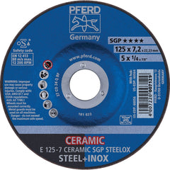 PFERD - Depressed-Center Wheels; Hole Size (Inch): 7/8 ; Connector Type: Arbor ; Wheel Type Number: Type 27 ; Abrasive Material: Ceramic Oxide ; Maximum RPM: 12200.000 ; Grit: 24 - Exact Tool & Supply