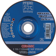 PFERD - Depressed-Center Wheels; Hole Size (Inch): 7/8 ; Connector Type: Arbor ; Wheel Type Number: Type 27 ; Abrasive Material: Ceramic Oxide ; Maximum RPM: 10200.000 ; Grit: 24 - Exact Tool & Supply