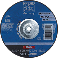 PFERD - Depressed-Center Wheels; Hole Thread Size: 5/8-11 ; Connector Type: Arbor ; Wheel Type Number: Type 27 ; Abrasive Material: Ceramic Oxide ; Maximum RPM: 6600.000 ; Grit: 24 - Exact Tool & Supply