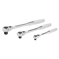 Powerbuilt - Ratchets; Tool Type: Ratchet Set ; Drive Size (Inch): 1/4, 3/8, 1/2 ; Head Shape: Pear ; Head Features: Compact ; Finish/Coating: Chrome Vanadium; Chrome Plated ; Number of Gear Teeth: 72 - Exact Tool & Supply