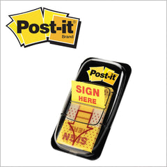 3M - Self-Stick Page Flags; Style: Sign Here Flag ; Color: Yellow ; Size: 0.47 x 1.7 - Exact Tool & Supply