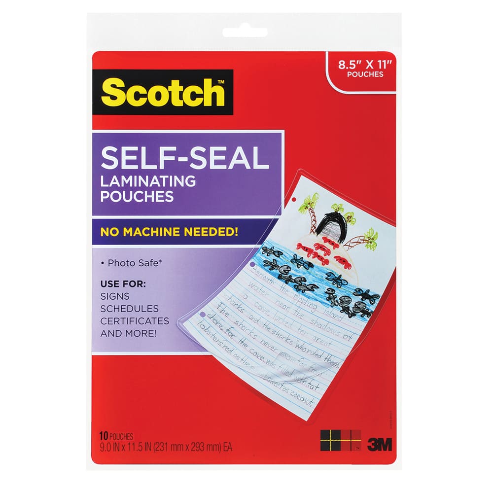 3M - Plastic Pouches; Height (Inch): 11-1/2 ; Width (Inch): 9 ; Type: Laminating Pouch ; Number of Pieces: 10.000 - Exact Tool & Supply
