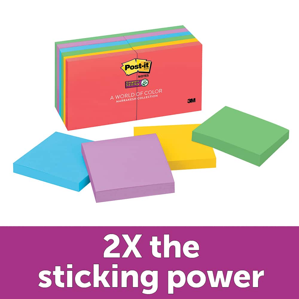 3M - Note Pads, Writing Pads & Notebooks; Writing Pads & Notebook Type: Desk Pad ; Size: 3" x 3" ; Number of Sheets: 90 ; Color: Multi-Color - Exact Tool & Supply