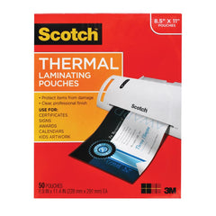 3M - Plastic Pouches; Height (Inch): 11 ; Width (Inch): 8-1/2 ; Type: Laminating Pouch ; Thickness (mil): 3.0000 ; Number of Pieces: 50.000 - Exact Tool & Supply