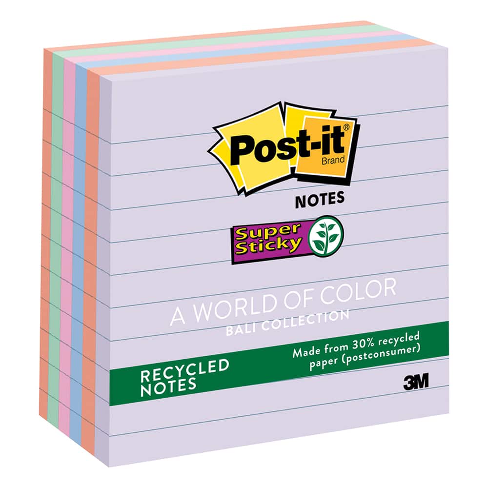 3M - Note Pads, Writing Pads & Notebooks; Writing Pads & Notebook Type: Desk Pad ; Size: 4 x 4 ; Number of Sheets: 90 ; Color: Multi-Color ; Ruled Width: 0.03 (Inch) - Exact Tool & Supply