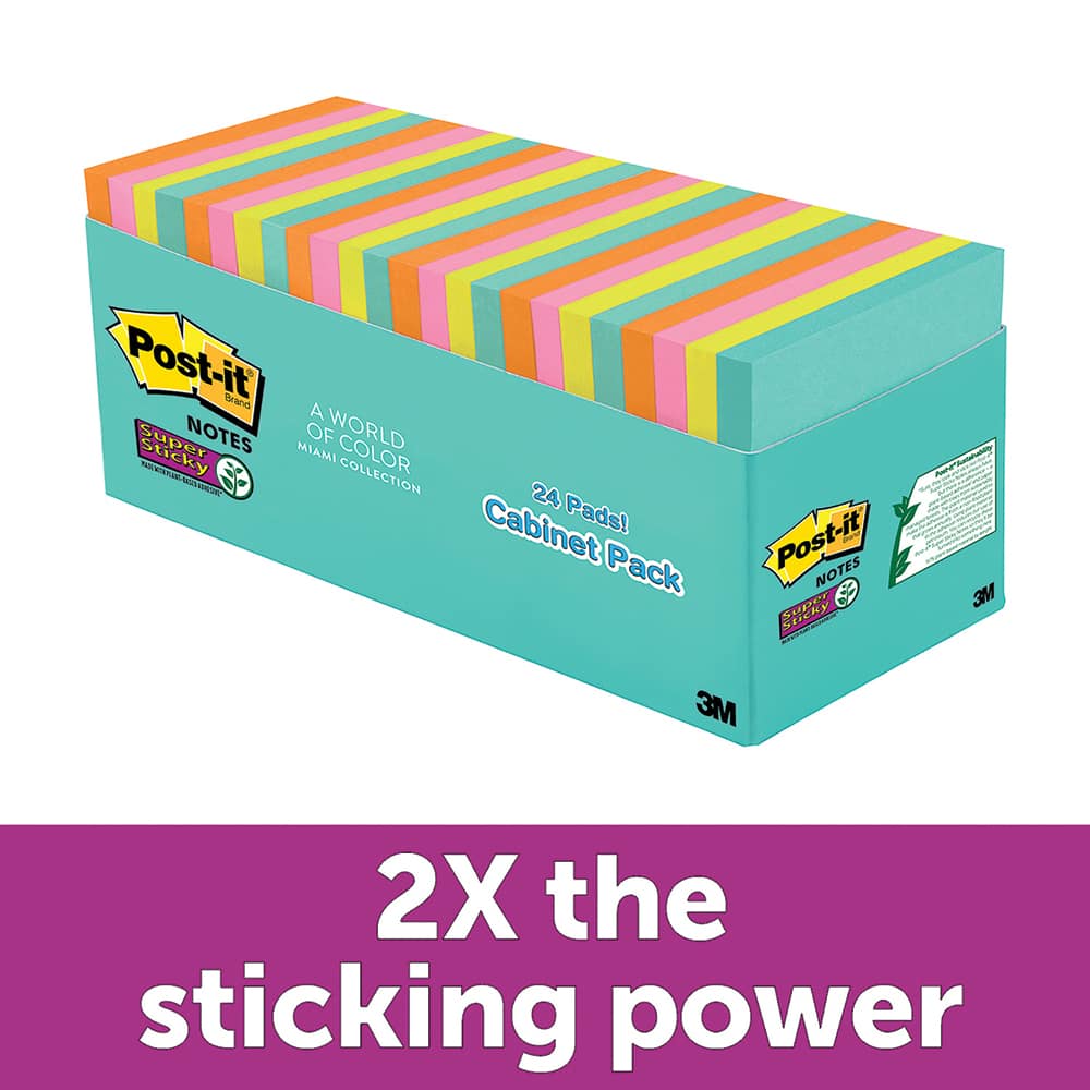 3M - Note Pads, Writing Pads & Notebooks; Writing Pads & Notebook Type: Desk Pad ; Size: 3" x 3" ; Number of Sheets: 70 ; Color: Multi-Color - Exact Tool & Supply