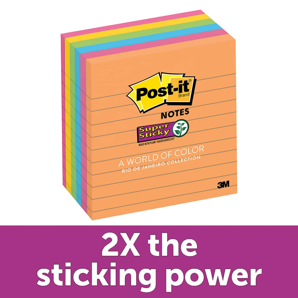 3M - Note Pads, Writing Pads & Notebooks; Writing Pads & Notebook Type: Writing Pad ; Size: 4 x 4 ; Number of Sheets: 90 ; Color: Multi-Color ; Ruled Width: 0.03 (Inch) - Exact Tool & Supply