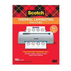 3M - Plastic Pouches; Height (Inch): 11-13/32 ; Width (Inch): 8-29/32 ; Type: Thermal Pouch ; Thickness (mil): 5.0000 ; Number of Pieces: 100.000 - Exact Tool & Supply