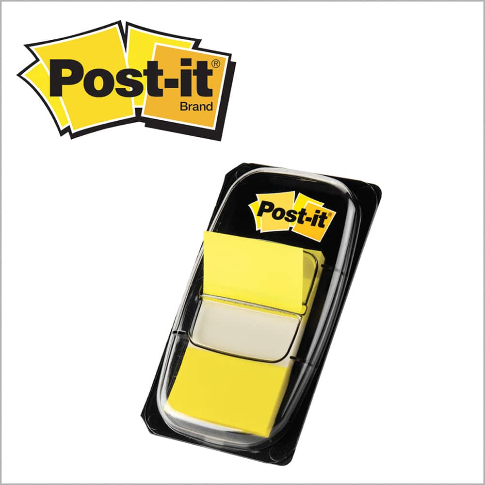 3M - Self-Stick Page Flags; Style: Flag ; Color: Yellow ; Size: 1 x 1.7 - Exact Tool & Supply
