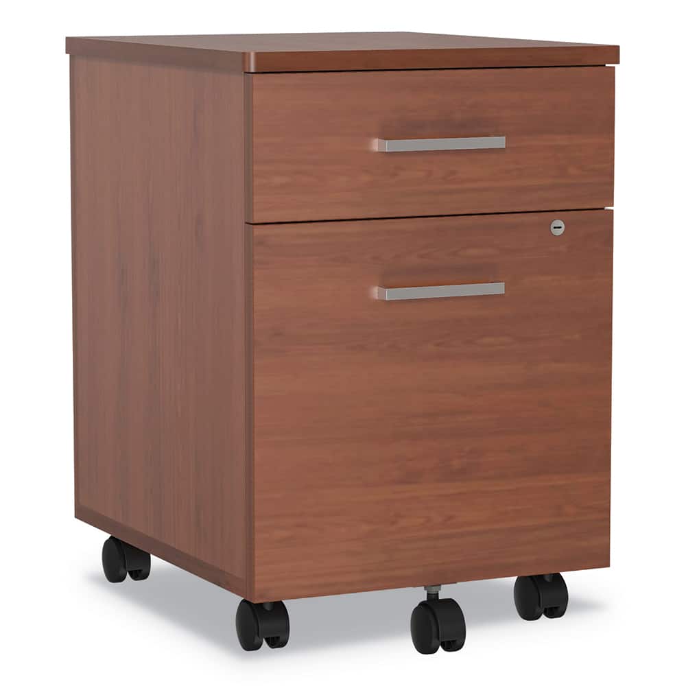 Linea Italia - 2 Drawer Cherry Laminate Mobile Pedestal File Cabinet - Exact Tool & Supply