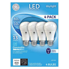 General Electric - Lamps & Light Bulbs; Lamp Technology: LED ; Lamps Style: Residential/Office ; Lamp Type: A19 ; Wattage Equivalent Range: 60-74 ; Actual Wattage: 10.00 ; Base Style: Medium Screw - Exact Tool & Supply