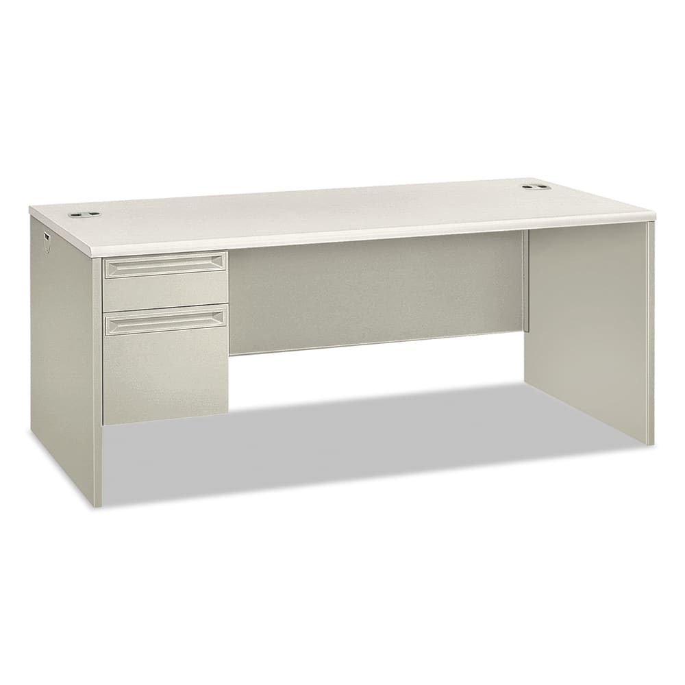 Hon - Office Desks; Type: Single Pedestal w/Left Hand Return ; Center Draw: No ; Color: Silver Mesh; Light Gray ; Material: Steel Base; Laminate Worksurface ; Width (Inch): 72 ; Depth (Inch): 36 - Exact Tool & Supply