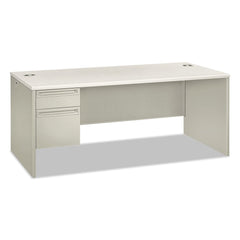 Hon - Office Desks; Type: Single Pedestal w/Left Hand Return ; Center Draw: No ; Color: Silver Mesh; Light Gray ; Material: Steel Base; Laminate Worksurface ; Width (Inch): 72 ; Depth (Inch): 36 - Exact Tool & Supply
