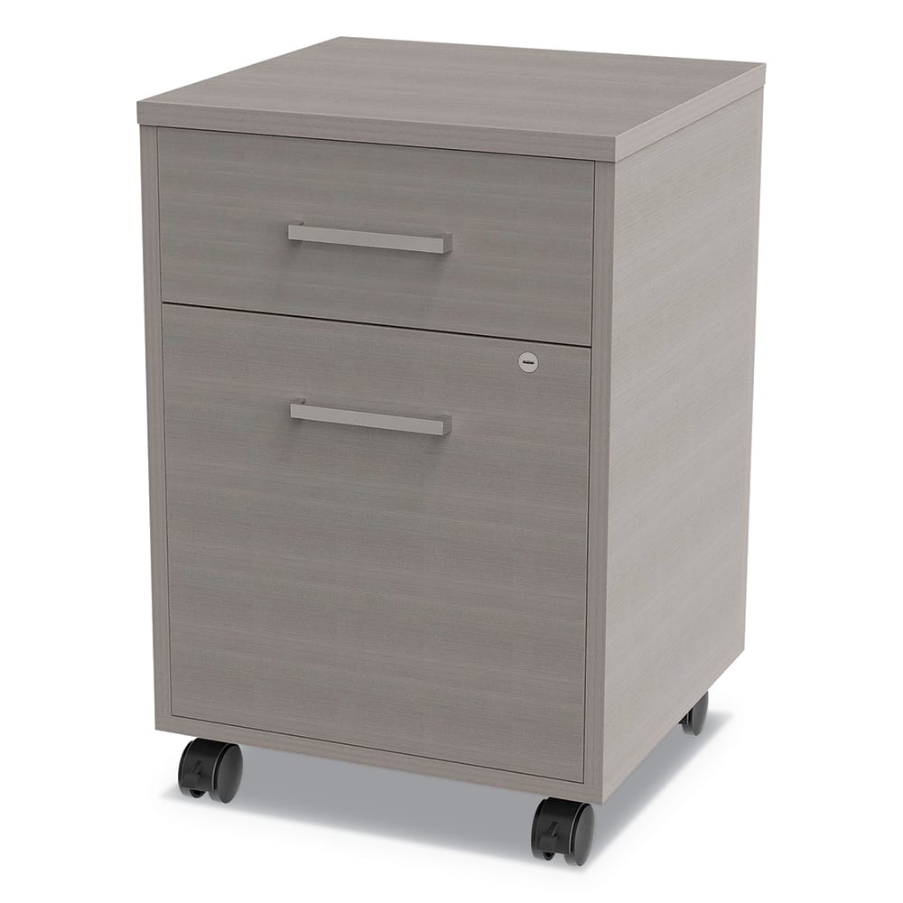 Linea Italia - 2 Drawer Ash Laminate & Steel Mobile Pedestal File Cabinet - Exact Tool & Supply