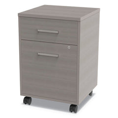 Linea Italia - 2 Drawer Ash Laminate & Steel Mobile Pedestal File Cabinet - Exact Tool & Supply
