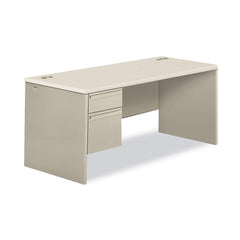 Hon - Office Desks; Type: Single Pedestal w/Left Hand Return ; Center Draw: No ; Color: Silver Mesh; Light Gray ; Material: Steel Base; Laminate Worksurface ; Width (Inch): 66 ; Depth (Inch): 30 - Exact Tool & Supply