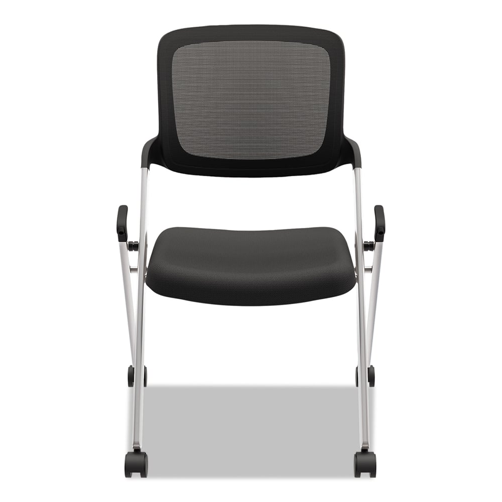 Basyx - Swivel & Adjustable Office Chairs; Type: Nesting ; Color: Black/Silver ; Seat Material: Fabric ; Height Range (Inch): 35 ; Depth (Inch): 26 ; Width (Inch): 18 - Exact Tool & Supply