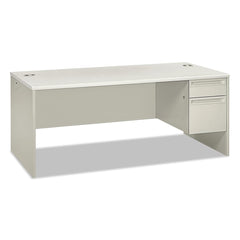 Hon - Office Desks; Type: Single Pedestal w/Right Hand Return ; Center Draw: No ; Color: Silver Mesh; Light Gray ; Material: Steel Base; Laminate Worksurface ; Width (Inch): 72 ; Depth (Inch): 36 - Exact Tool & Supply