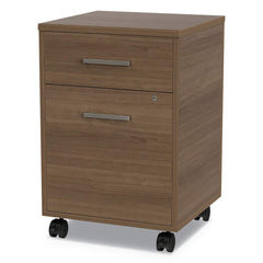 Linea Italia - 2 Drawer Natural Walnut Laminate & Steel Mobile Pedestal File Cabinet - Exact Tool & Supply