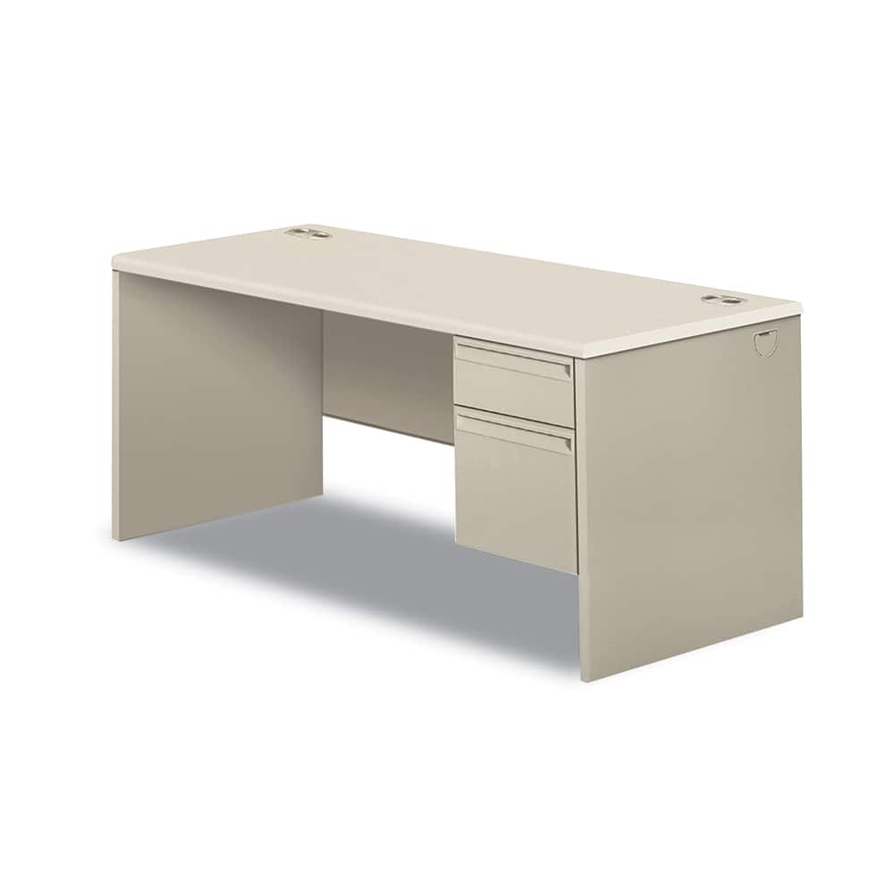 Hon - Office Desks; Type: Single Pedestal Desk ; Center Draw: No ; Color: Silver Mesh; Light Gray ; Material: Steel Base; Laminate Worksurface ; Width (Inch): 66 ; Depth (Inch): 30 - Exact Tool & Supply