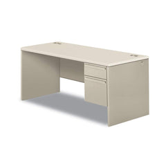 Hon - Office Desks; Type: Single Pedestal Desk ; Center Draw: No ; Color: Silver Mesh; Light Gray ; Material: Steel Base; Laminate Worksurface ; Width (Inch): 66 ; Depth (Inch): 30 - Exact Tool & Supply