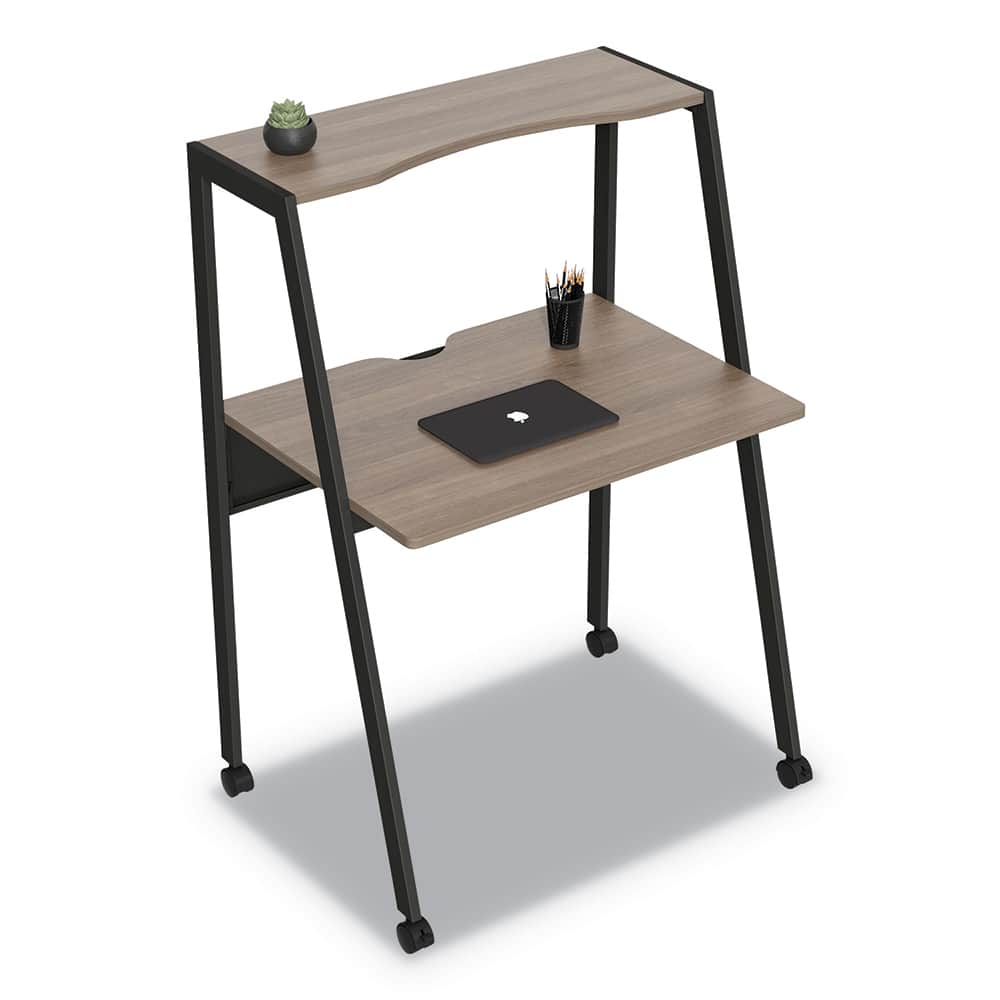 Linea Italia - Office Desks; Type: Flexible Home/Office Desk ; Center Draw: No ; Color: Natural Walnut ; Material: Laminate ; Width (Inch): 33 ; Depth (Inch): 23-3/4 - Exact Tool & Supply