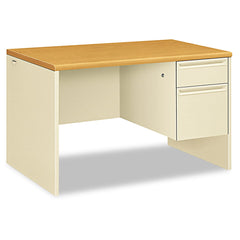 Hon - Office Desks; Type: Right Pedestal ; Center Draw: No ; Color: Harvest; Putty ; Material: Steel Base; High-Pressure Laminate Worksurface ; Width (Inch): 48 ; Depth (Inch): 30 - Exact Tool & Supply