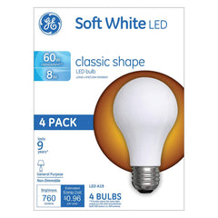 General Electric - Lamps & Light Bulbs; Lamp Technology: LED ; Lamps Style: Residential/Office ; Lamp Type: A19 ; Wattage Equivalent Range: 60-74 ; Actual Wattage: 8.00 ; Base Style: Medium Screw - Exact Tool & Supply