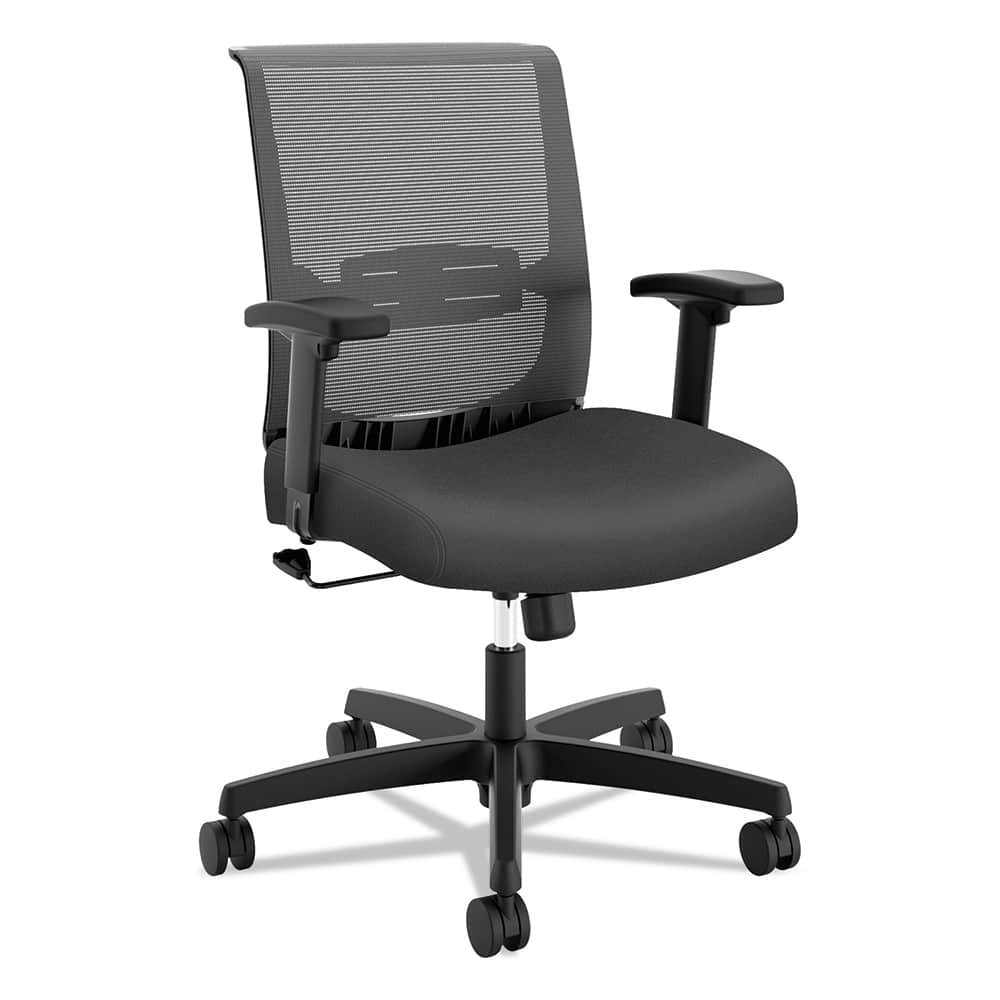 Hon - Swivel & Adjustable Office Chairs; Type: Mid-Back Chair ; Color: Gray/Black ; Seat Material: Fabric ; Height Range (Inch): 35 - Exact Tool & Supply