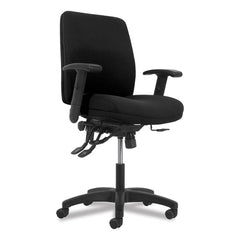 Basyx - Swivel & Adjustable Office Chairs; Type: Mid-Back Chair ; Color: Black ; Seat Material: Fabric ; Height Range (Inch): 47 ; Depth (Inch): 25-1/4 ; Width (Inch): 26-37/64 - Exact Tool & Supply