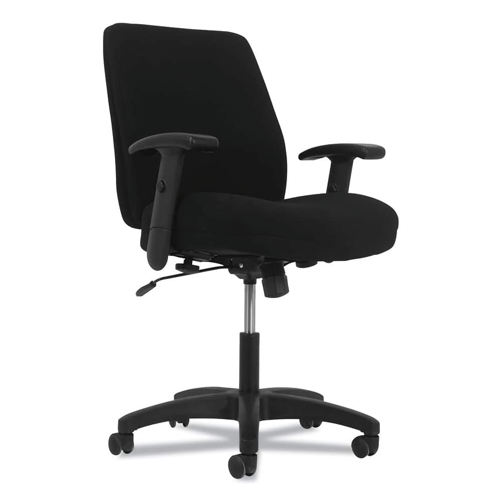 Basyx - Swivel & Adjustable Office Chairs; Type: Mid-Back Chair ; Color: Black ; Seat Material: Fabric ; Height Range (Inch): 44 ; Depth (Inch): 25-1/4 ; Width (Inch): 25-63/64 - Exact Tool & Supply