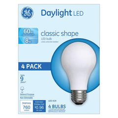 General Electric - Lamps & Light Bulbs; Lamp Technology: LED ; Lamps Style: Residential/Office ; Lamp Type: A19 ; Wattage Equivalent Range: 60-74 ; Actual Wattage: 8.00 ; Base Style: Medium Screw - Exact Tool & Supply