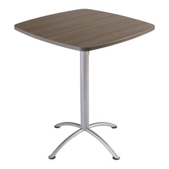 ICEBERG - Stationary Tables; Type: Breakroom ; Material: Laminate ; Color: Natural Teak Top; Silver Base ; Height (Inch): 42 ; Length (Inch): 36 ; Width (Inch): 36 - Exact Tool & Supply