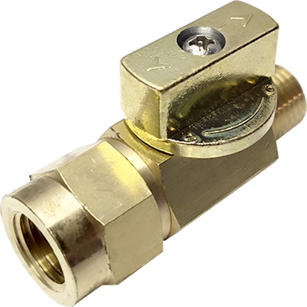 Miniature Manual Ball Valve: 1/4″ Pipe, Full Port, Brass 2-Way Flow & In-Line, MNPT x FNPT, 1,000 psi WOG