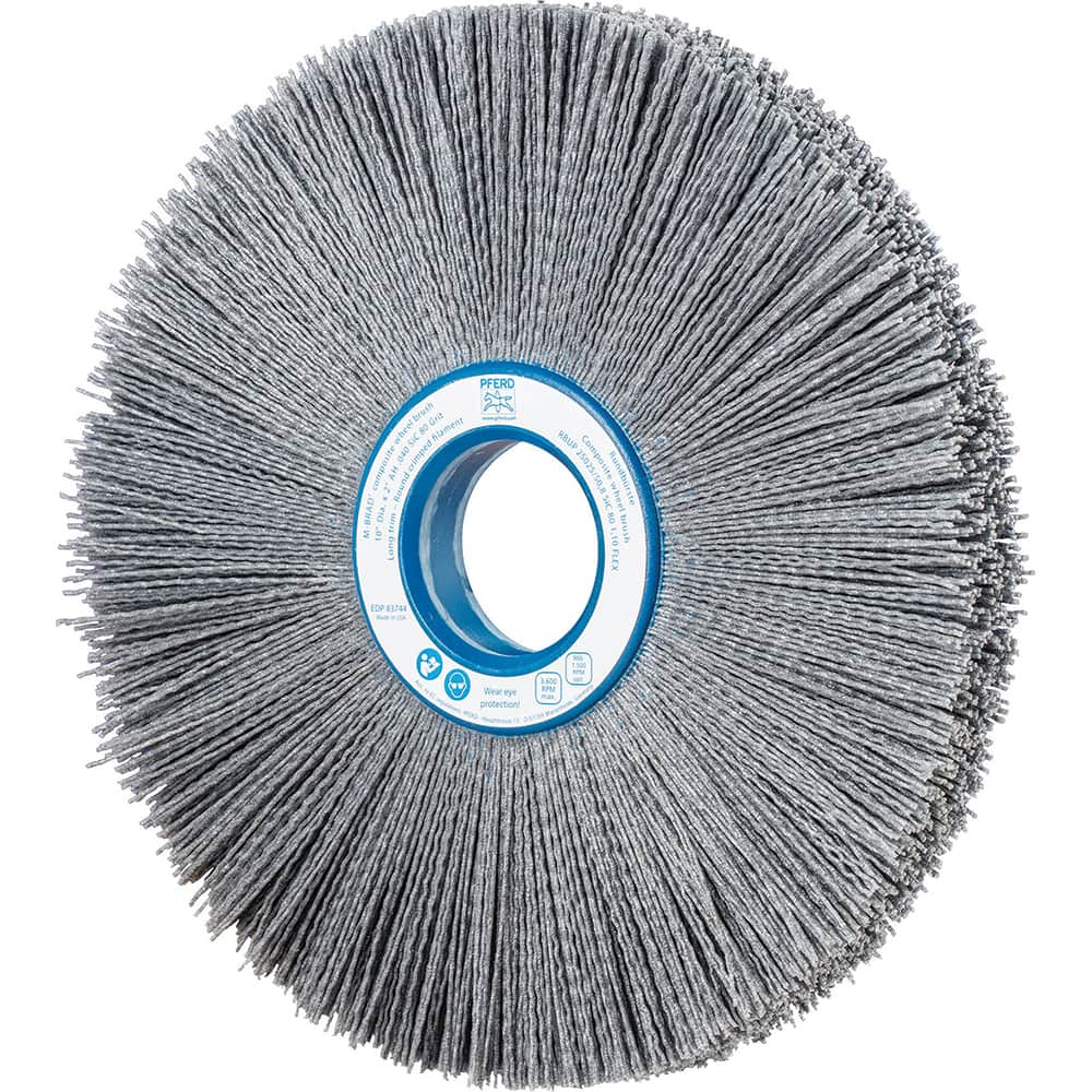 PFERD - Wheel Brushes; Outside Diameter (Inch): 10 ; Wire Type: Crimped; Round ; Fill Material: Nylon; Silicon Carbide ; Trim Length (Inch): 2-3/4 ; Filament Wire Diameter Range: 0.0300 & Above ; Maximum RPM: 3600.000 - Exact Tool & Supply
