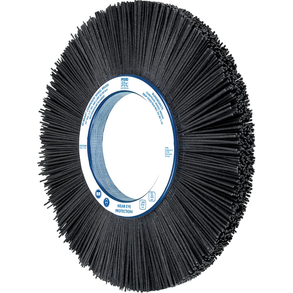 PFERD - Wheel Brushes; Outside Diameter (Inch): 14 ; Wire Type: Rectangular ; Fill Material: Nylon; Silicon Carbide ; Trim Length (Inch): 3-1/2 ; Filament Wire Diameter Range: 0.0300 & Above ; Maximum RPM: 1800.000 - Exact Tool & Supply