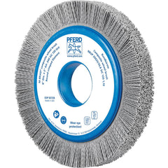 PFERD - Wheel Brushes; Outside Diameter (Inch): 8 ; Wire Type: Crimped; Round ; Fill Material: Nylon; Silicon Carbide ; Trim Length (Inch): 1-1/4 ; Filament Wire Diameter Range: 0.0300 & Above ; Maximum RPM: 3600.000 - Exact Tool & Supply