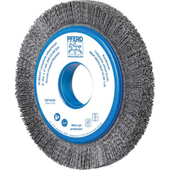PFERD - Wheel Brushes; Outside Diameter (Inch): 8 ; Wire Type: Crimped; Round ; Fill Material: Nylon; Ceramic ; Trim Length (Inch): 1-1/4 ; Filament Wire Diameter Range: 0.0300 & Above ; Maximum RPM: 3600.000 - Exact Tool & Supply