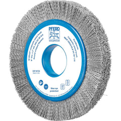 PFERD - Wheel Brushes; Outside Diameter (Inch): 8 ; Wire Type: Crimped; Round ; Fill Material: Nylon; Silicon Carbide ; Trim Length (Inch): 1-1/4 ; Filament Wire Diameter Range: 0.0300 & Above ; Maximum RPM: 3600.000 - Exact Tool & Supply