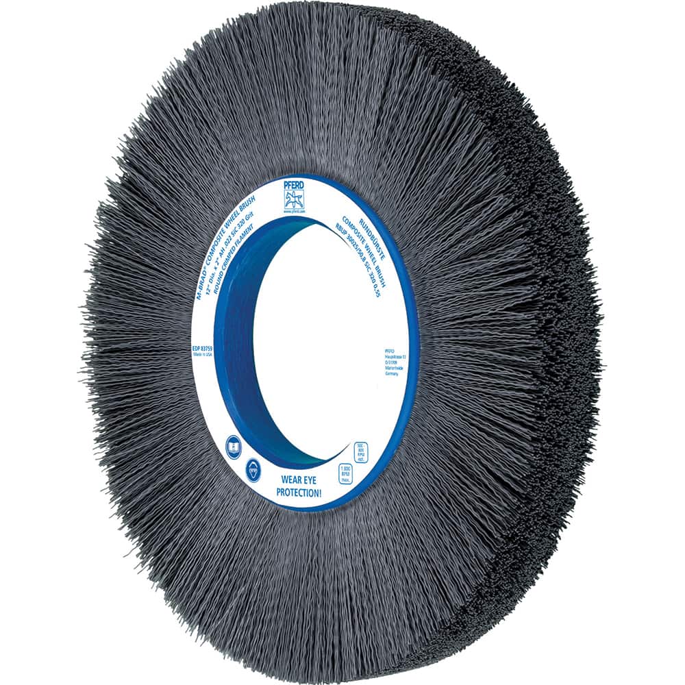 PFERD - Wheel Brushes; Outside Diameter (Inch): 12 ; Wire Type: Rectangular ; Fill Material: Nylon; Silicon Carbide ; Trim Length (Inch): 3 ; Filament Wire Diameter Range: 0.0200-0.0299 ; Maximum RPM: 1800.000 - Exact Tool & Supply