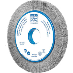 PFERD - Wheel Brushes; Outside Diameter (Inch): 10 ; Wire Type: Crimped; Round ; Fill Material: Nylon; Silicon Carbide ; Trim Length (Inch): 1-1/2 ; Filament Wire Diameter Range: 0.0300 & Above ; Maximum RPM: 3600.000 - Exact Tool & Supply