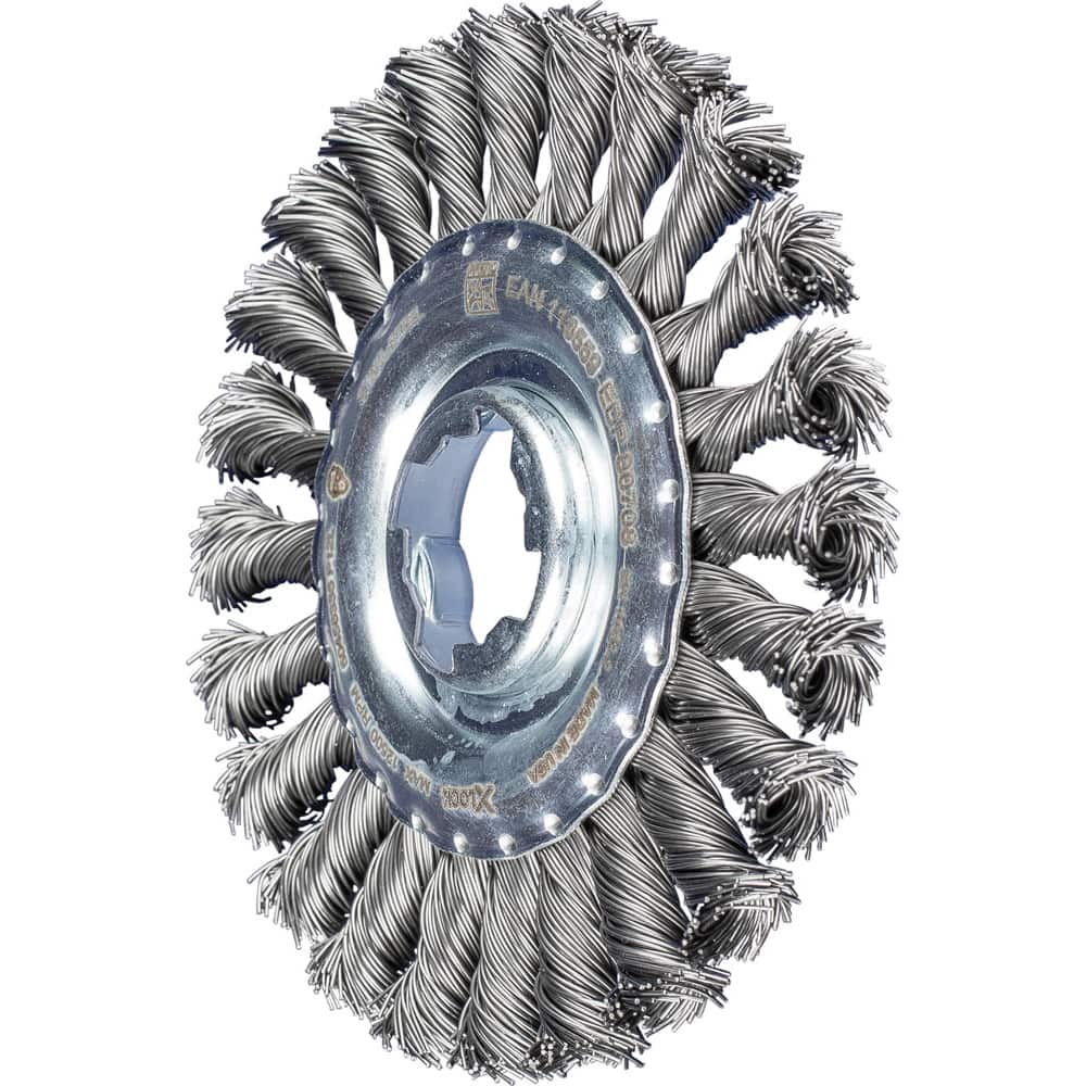 PFERD - Wheel Brushes; Outside Diameter (Inch): 4-1/2 ; Wire Type: Knotted ; Fill Material: Carbon Steel ; Trim Length (Inch): 7/8 ; Filament Wire Diameter Range: 0.0200-0.0299 ; Maximum RPM: 12500.000 - Exact Tool & Supply