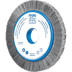 PFERD - Wheel Brushes; Outside Diameter (Inch): 10 ; Wire Type: Rectangular ; Fill Material: Nylon; Silicon Carbide ; Trim Length (Inch): 1-1/2 ; Filament Wire Diameter Range: 0.0300 & Above ; Maximum RPM: 3600.000 - Exact Tool & Supply