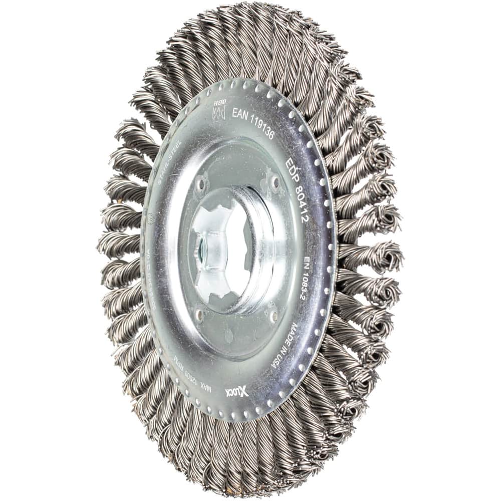 PFERD - Wheel Brushes; Outside Diameter (Inch): 4-7/8 ; Wire Type: Knotted ; Fill Material: Carbon Steel ; Trim Length (Inch): 3/4 ; Filament Wire Diameter Range: 0.0200-0.0299 ; Maximum RPM: 20000.000 - Exact Tool & Supply